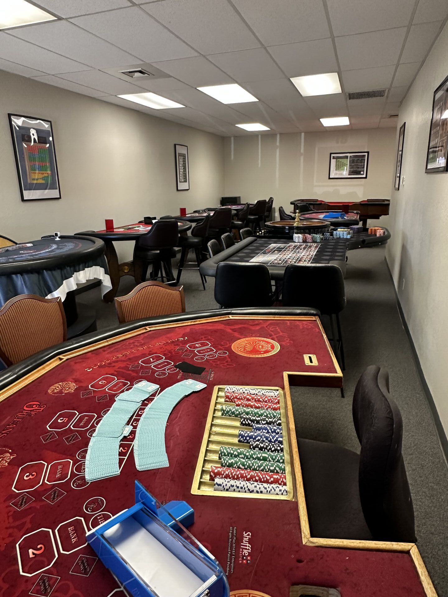 Baccarat training table at the Game Setters Las Vegas facility