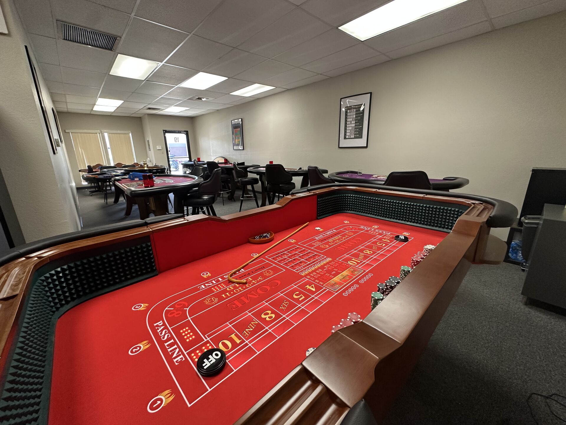 Full-size craps training table at the Game Setters Las Vegas facility