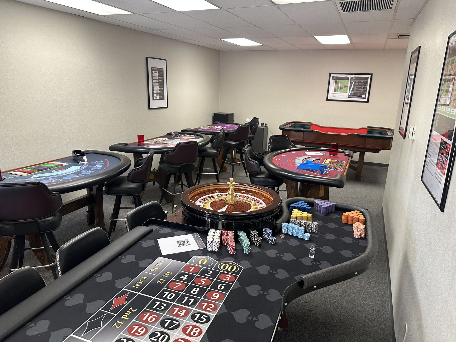 Roulette training wheel and layout at the Game Setters Las Vegas facility